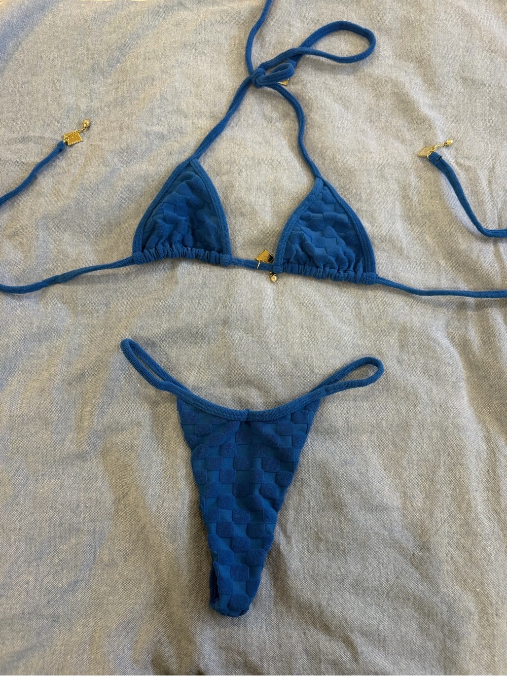 Bydee Cobalt Blue Triangle Bikini Set - Women Swim - Picture 2 of 2
